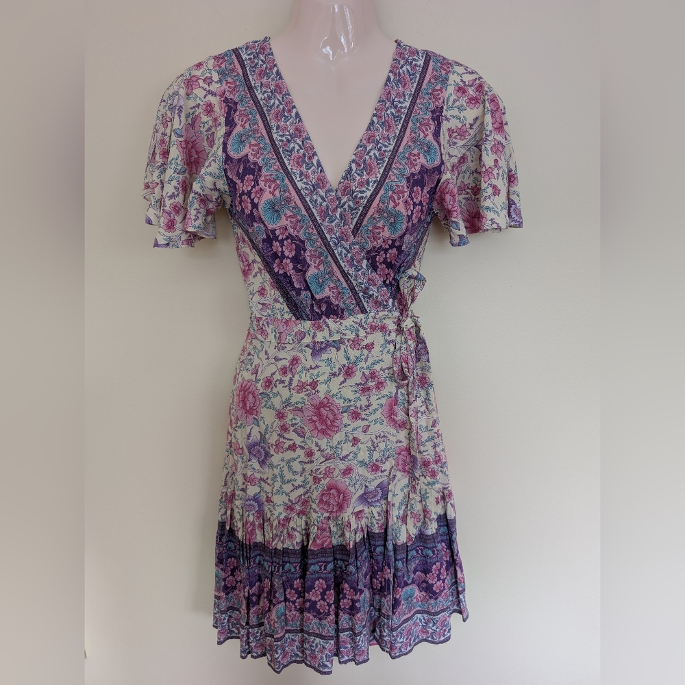 Salty Bright Boho Printed Wrap Dress 8 - Picture 7 of 16